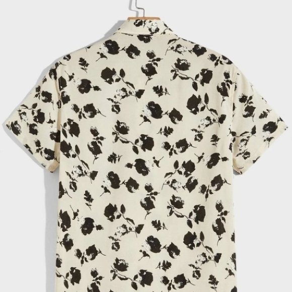 Tan Casual Men's Floral Print Shirt - Picture 2 of 5